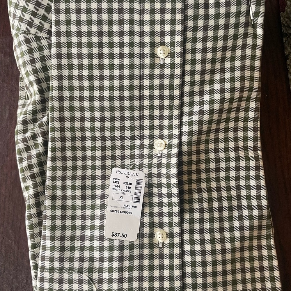 NWT Jos. A. Bank White checkered full button down dress shirt
